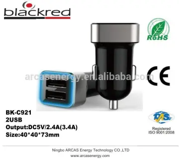 Newest Design 5V 2.4A USB Car Charger, 2 usb dual car charger, emergency car charger cell phone car charger with led light