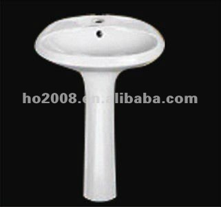 Bathroom Sink Sanitary Ware Ceramic Pedestal Hand Wash Basin HB-2017