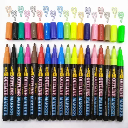 Glitter Two-Line Outline Marker Pen Set - New Arrival Double Line Pens