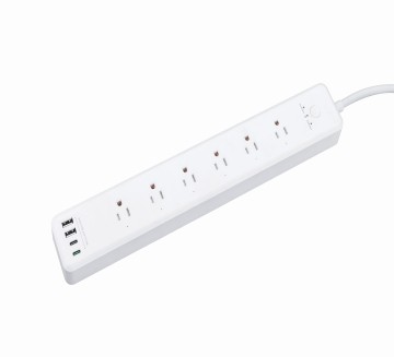 2023 Upgrade: 6 Way Power Strip with 4 USB Ports - BNPS-60/U160WT Simple Style Power Outlet