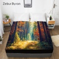 3D HD Digital Print Custom Bed Sheet With Elastic,180/150/160x200 Fitted Sheet Queen/King,Mattress Cover forest