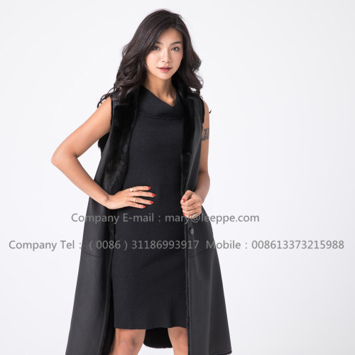 Lady Black Fashionable Mink Vest