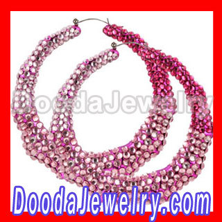 Cheap Red Basketball Wives Bamboo Crystal Hoop Earrings Wholesale 