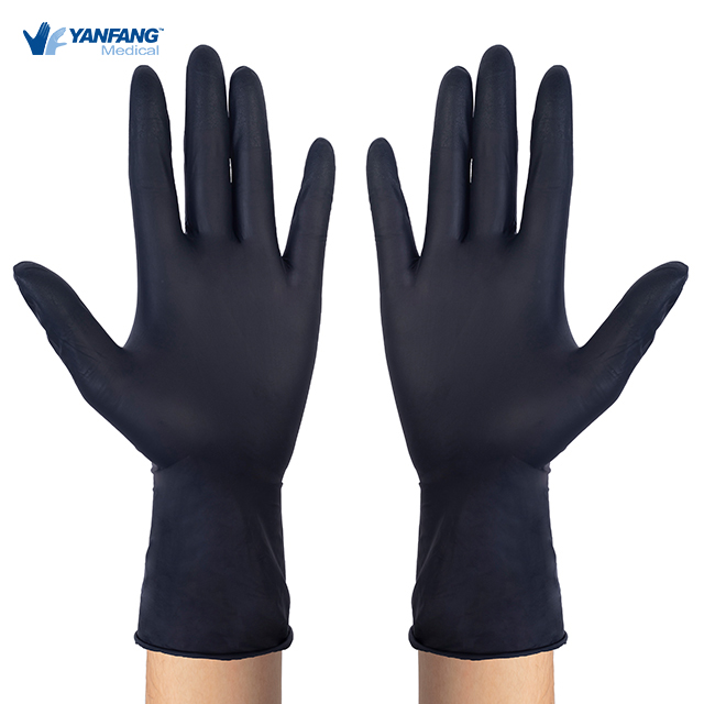 Guantes de nitrilo industrial desechable de servicio pesado negro