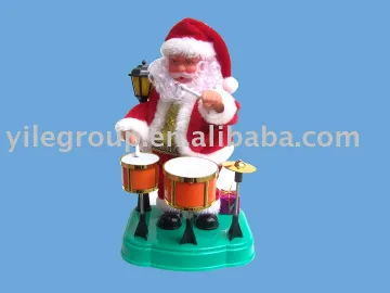 10&quot; Santa playing drum stand on stage/santa claus/santa toys