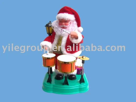 10" Santa playing drum /electrical santa toys/10''santa