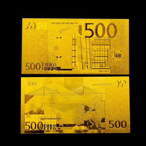 €500 100 Euro Gold Foil Banknote Gifts , Custom Engrave Golden Currency Notes