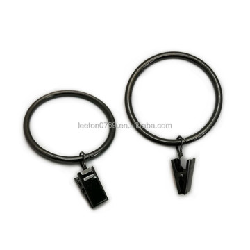 Matte Black Metal Curtain Rings with Clips - 32mm and 35mm