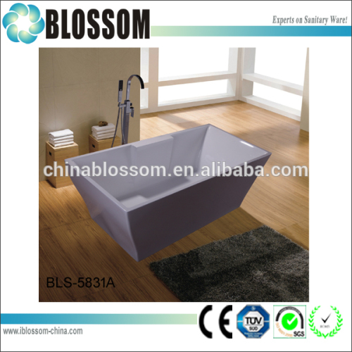 Hot sale acrylic rectangle freestanding soaking deep bathtub