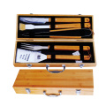 5pcs bbq tools set in bamboo case