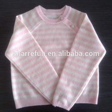luxury 12gg plain knit Round neck baby cashmere jumper with button