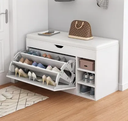 Simple Solid Wood Shoe Rack Storage Cabinet