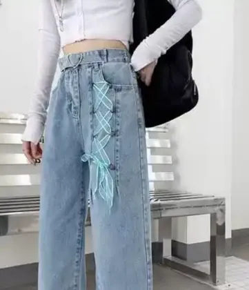 High waisted straight leg loose pants