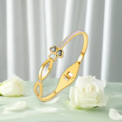 Gold Color Stainless Steel Star Moon Diamond Bangle Bracelet Jewelry