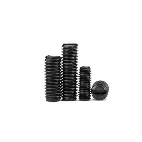 Black oxide slotted set screw with flat point