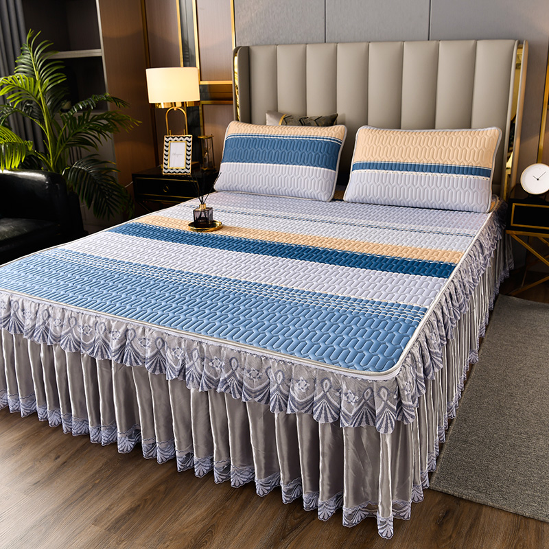 Summer Latex Bed Skirt Three-piece Mat Machine Washable