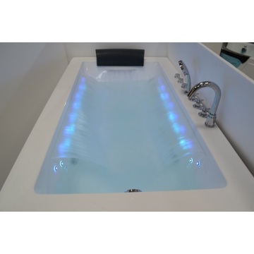 Bañera de masaje de acrílico de hidromasaje de iluminación led de cascada