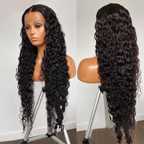 Uniky 13X4 water wave wig Glueless hd lace wig Vendor Unprocessed Brazilian pre plucked real human hair wig