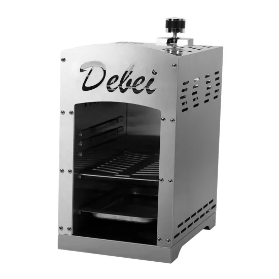 Professional Stainless Steel BBQ Gas Grill: Adjustable Meat Cooking Tool for Desktop Beef Barbecue