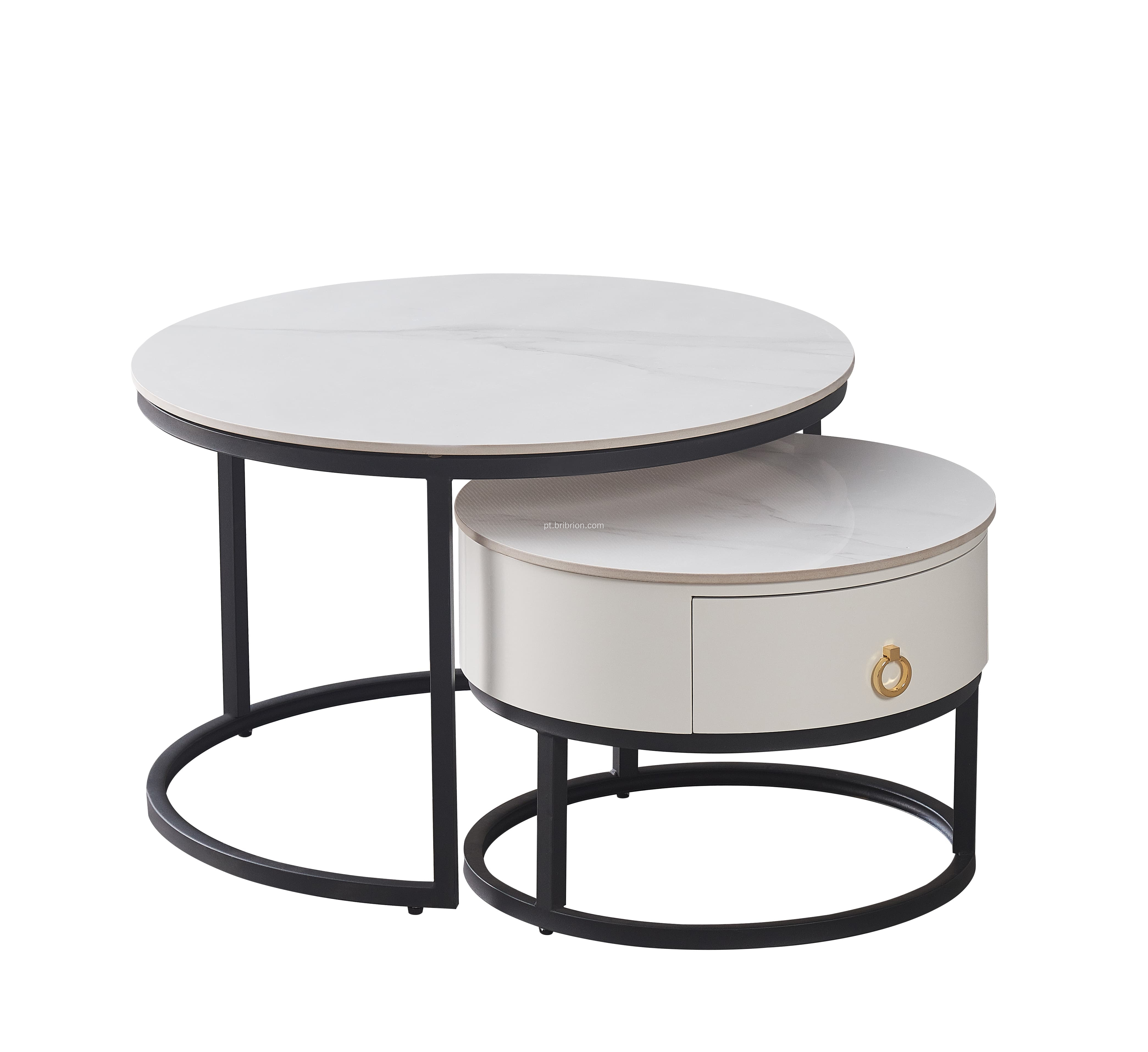 Mesa de nidificação redonda com gavetas para viver