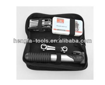 Compact Design 16 in 1 Multi Function Purpose Bike Bicycle Cycling Tyre Repair Tool Kits Complete Set + Mini Portable Pump