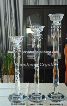 Gorgeous Crystal Doule Pillar Tall Glass Candle Holders / Crystal Candlesticks for wedding (BS-CH026B)
