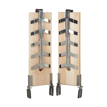 Flamed salmon board outdoor bbq portable salmon wooden salmon board with stainless Steel Brackets
