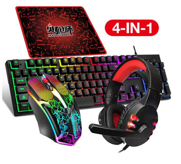 4 in 1 kabelgebundenes Tastatur- und Maus-Headset-Set