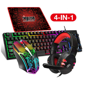 4 in1 wired keyboard and mouse headset set