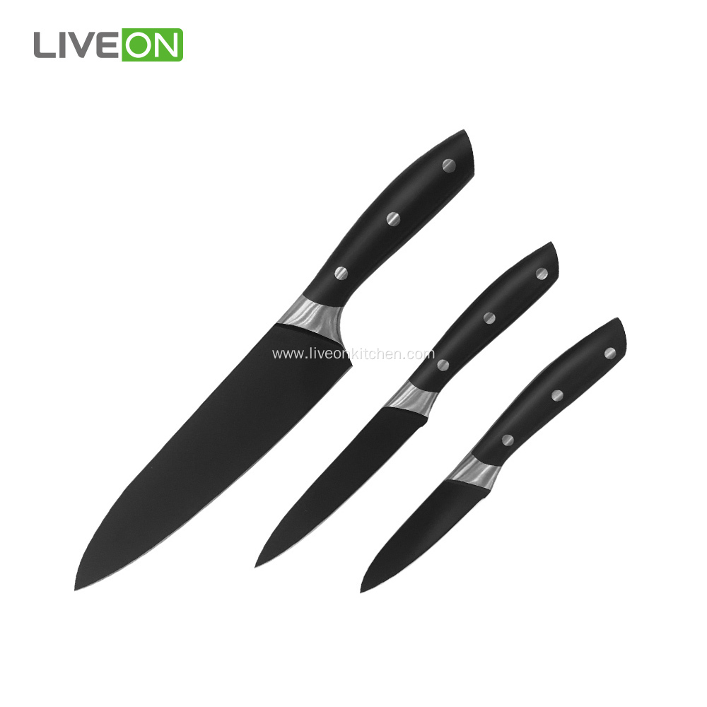 3 pcs Stainless Steel Black Oxide Knife Set
