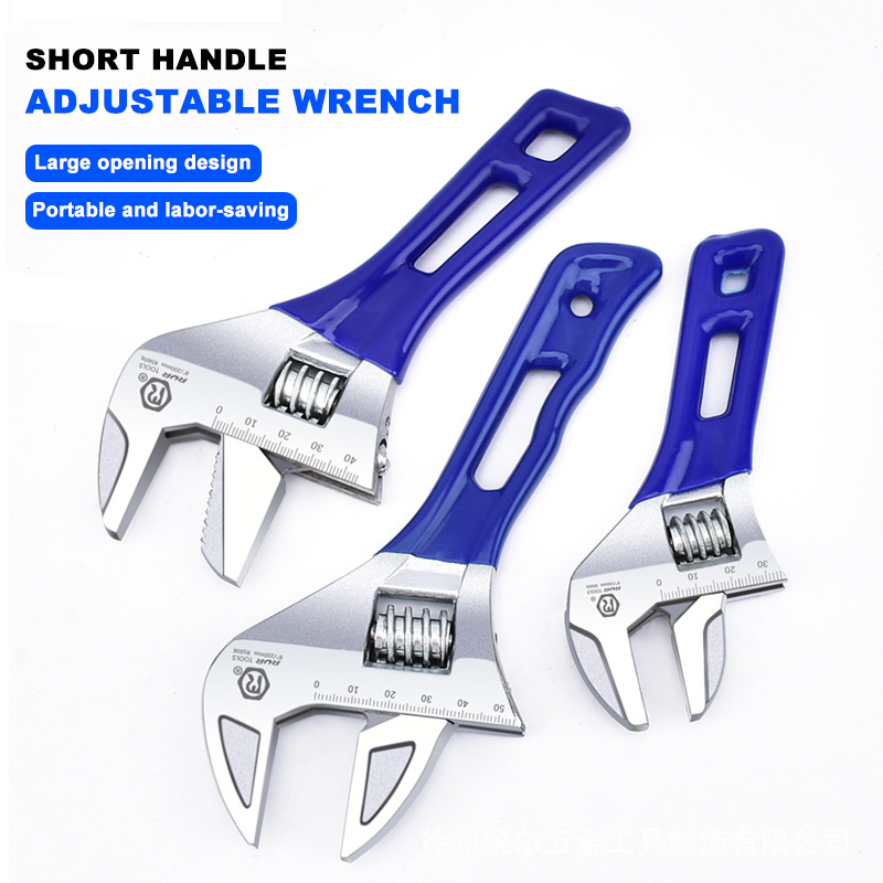 2023 Hot Selling adjustable wrench Short handle bathroom large open adjustable wrench