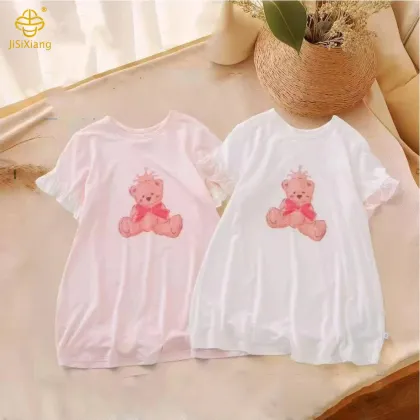 Cute girls printed short-sleeved dress