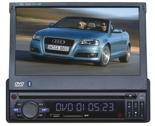 Hot sale 7.0 inch motorized 1 din car DVD player with IPOD GPS BT