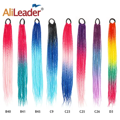 AliLeader Cute Kid Ponytail Holder Hair Accessories Rainbow Color Hair Tie Girls Sweet Hair Extension Children Wig Braid