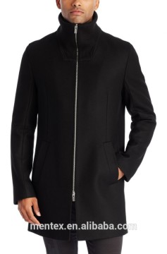 Black Wool Blend Coat with Silver copper zipper