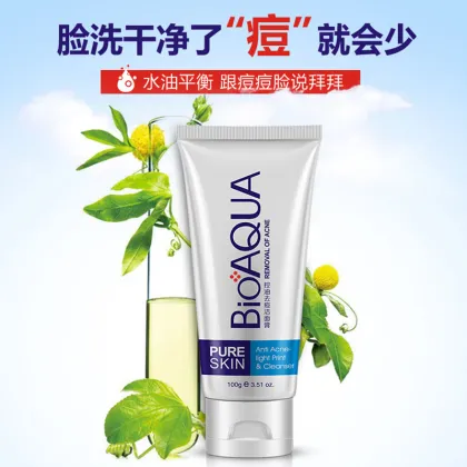 BIOAQUA Oil Control Acne Cleansing Cream - Deep Cleansing Facial Cleanser for Men and Women (100g)