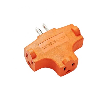 US Standard 15A 125V 3-Wire Grounding Single to Triple Orange Adapter