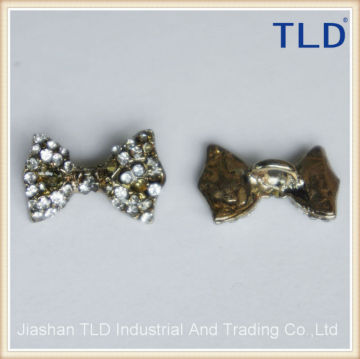 TLD metal bow rhinestone buttons 18*12mm