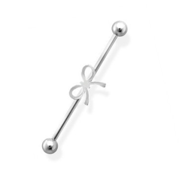 Industrial Straight Barbell with Cute Ribbon