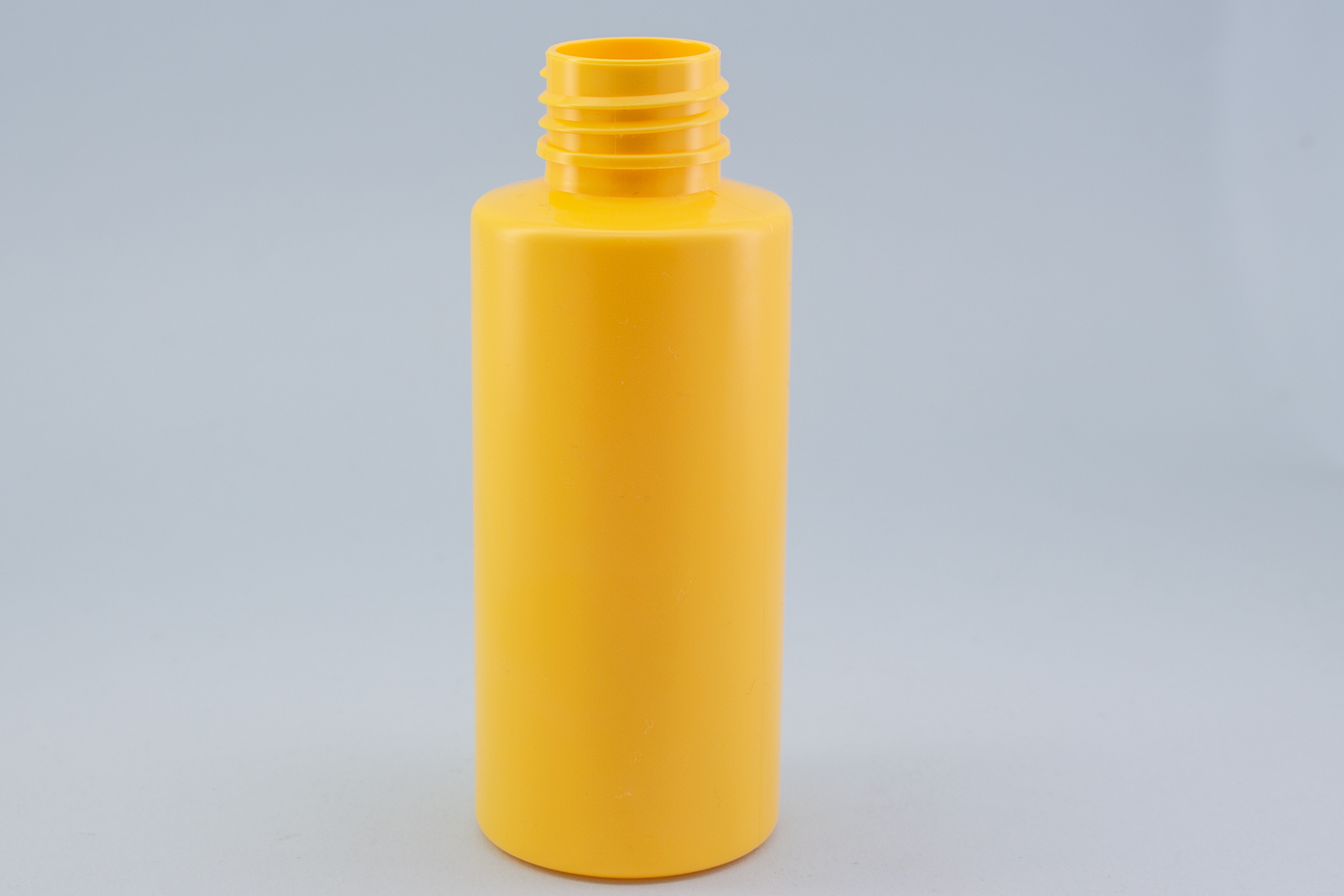60ml (2 oz) Yellow Plastic PET Cylinder Bottle with 24mm Neck for Cosmetic Packaging