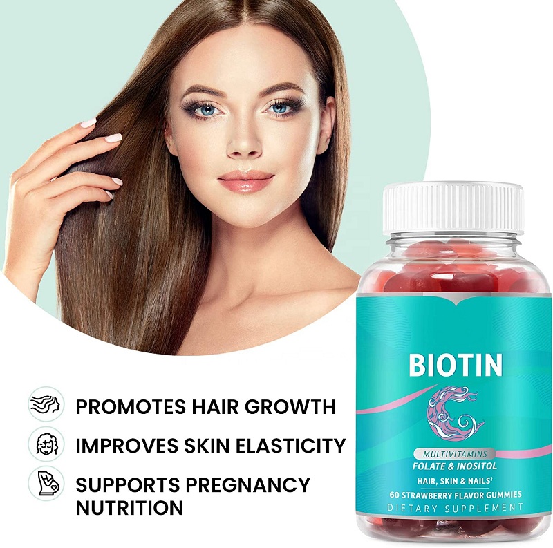 OEM/ODM Private Label Strawberry Flavor Multivitamin Supplement Skin Care Hair Growth Biotin Gummies