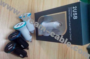 Dual Mini USB Bullet Car Charger for Smartphones with Retail Pack