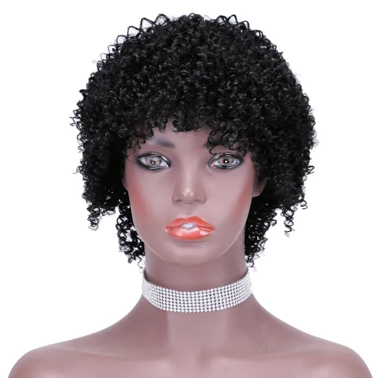 Short bob afro curly wholesale inch pixie cut wave black cheap glueless brazilian real human hair wigs black women