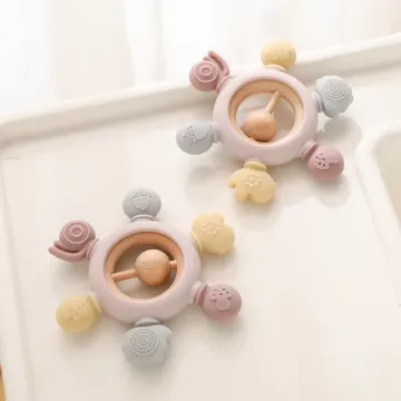 2024 Trendy BPA-Free Baby Rattles: Wooden and Silicone Teething Toys for Infants