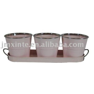 galvanized painted garden planter flower pot