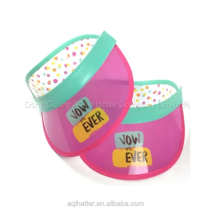 PVC Plastic Custom Allover Printing Kids Visor Sun Hat