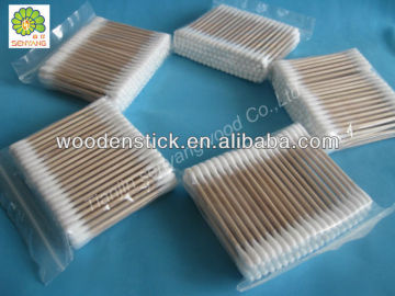 medical sterile disposable wooden ear bud cotton swabs
