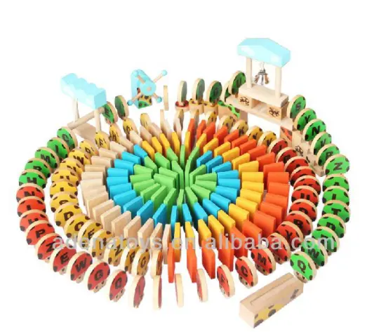 Wooden kids educational DIY Toys Mushroom Alphabet Domino