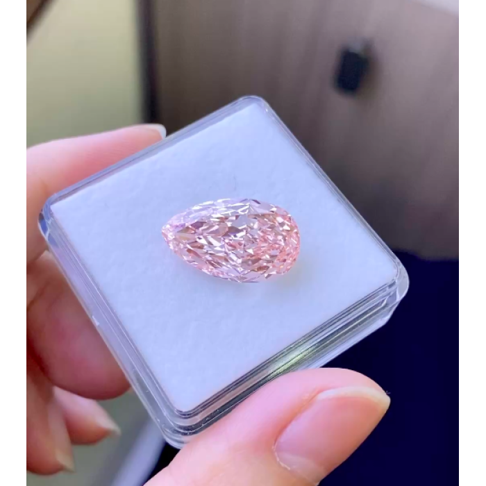 12.27CT Pear Cut Pink CVD Diamond vs1 2ex