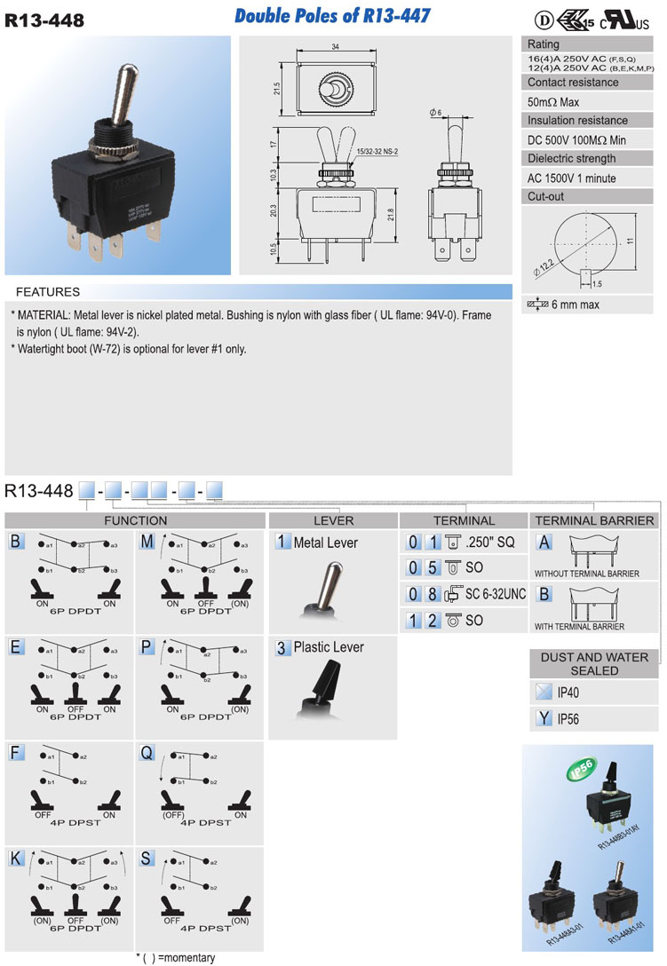 Waterproof Toggle Switches